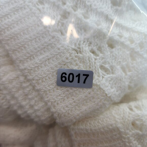 Womens Ivory White Emily Daniels Open-Knit Sweater 3/4 Sleeve Round Neck Size XL - Picture 13 of 13